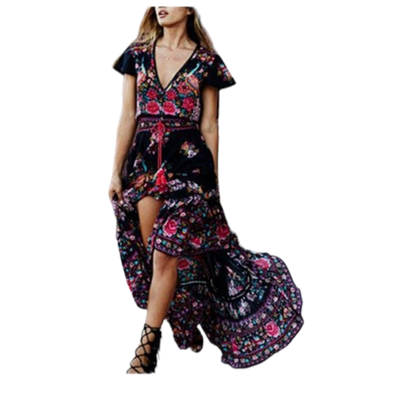 Women's High Low Small Maxi Dress - Picture 13 of 14